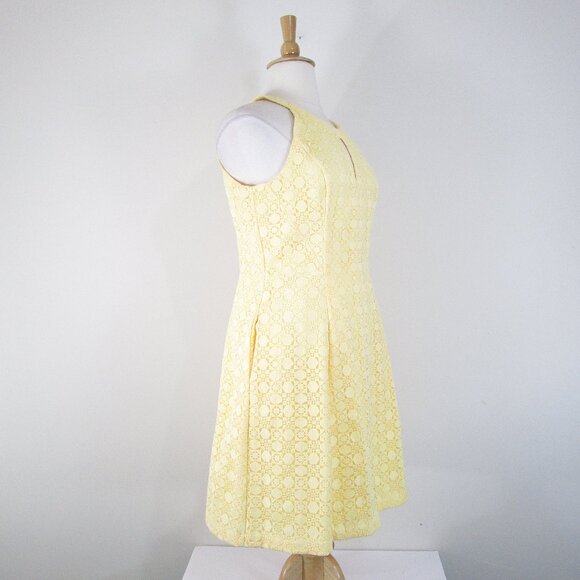 White House Black Market Plus Size Yellow Lace Halter A-Line Fit Flare Dress 16 - Picture 7 of 12